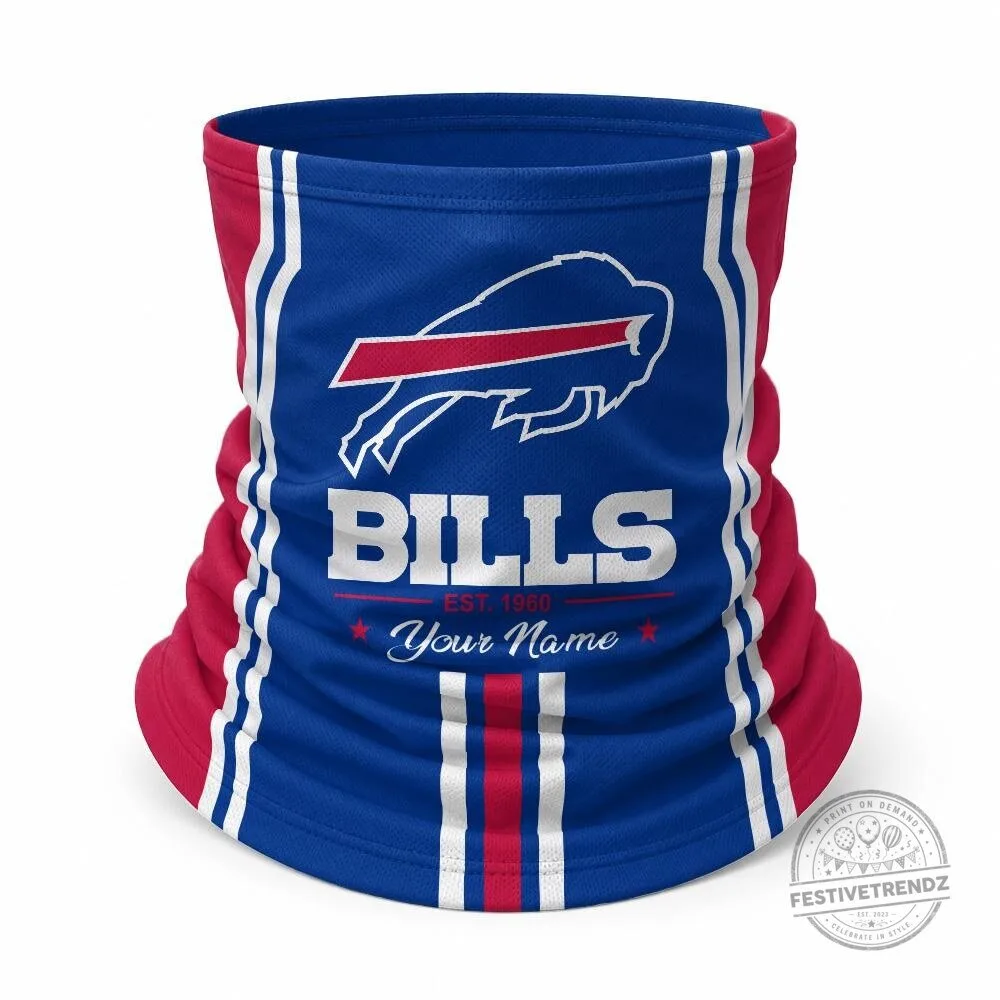 Buffalo Bills Custom Name Blue Baseball Cap Hat and Neck Gaiter Set 13 Buffalo Bills Custom Name Blue Baseball Cap Hat and Neck Gaiter Set