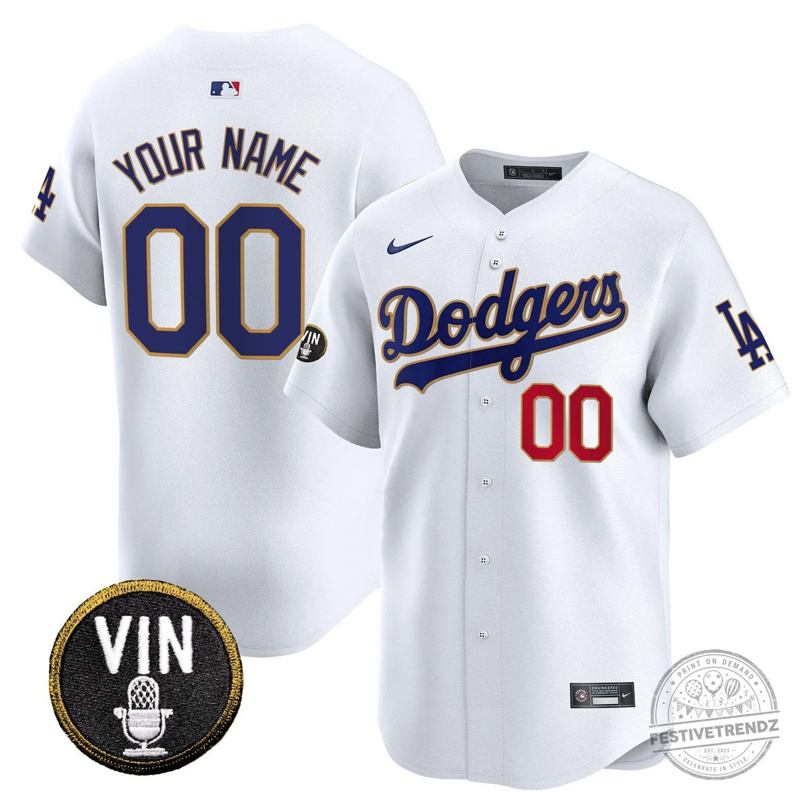 Los Angeles Dodgers Vin Scully Tribute White Baseball Jersey