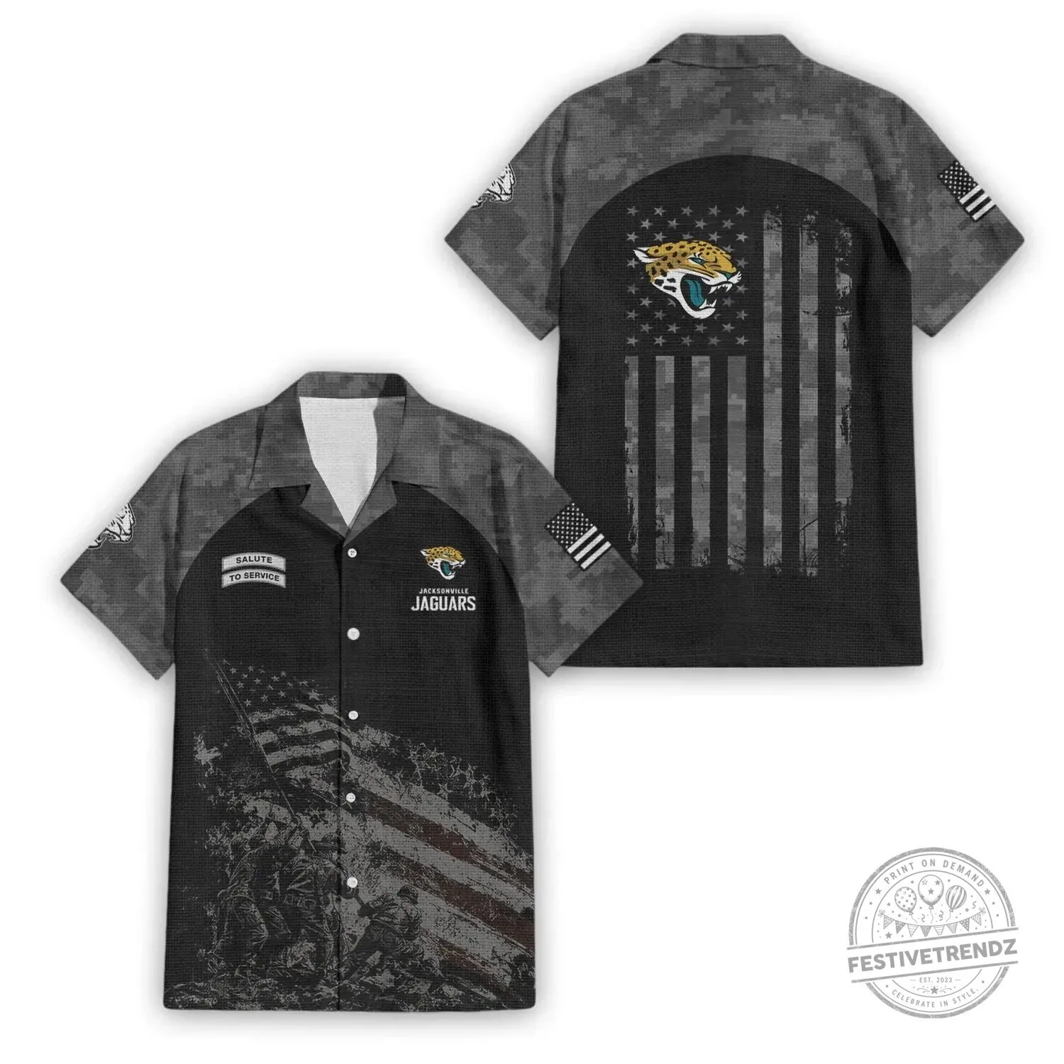 Jacksonville Jaguars Salute To Service American Flag Hawaiian Shirt