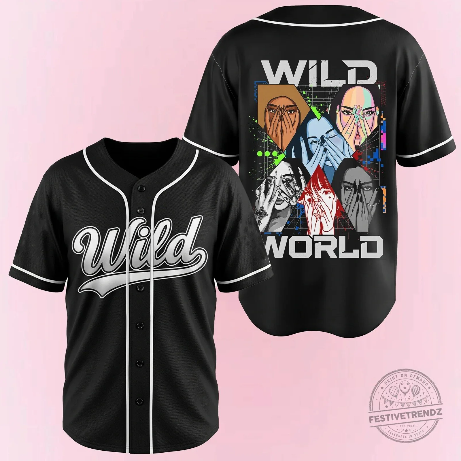 Wild World Kpop Global Girl Group Baseball Jersey for EYEKOONS Fans