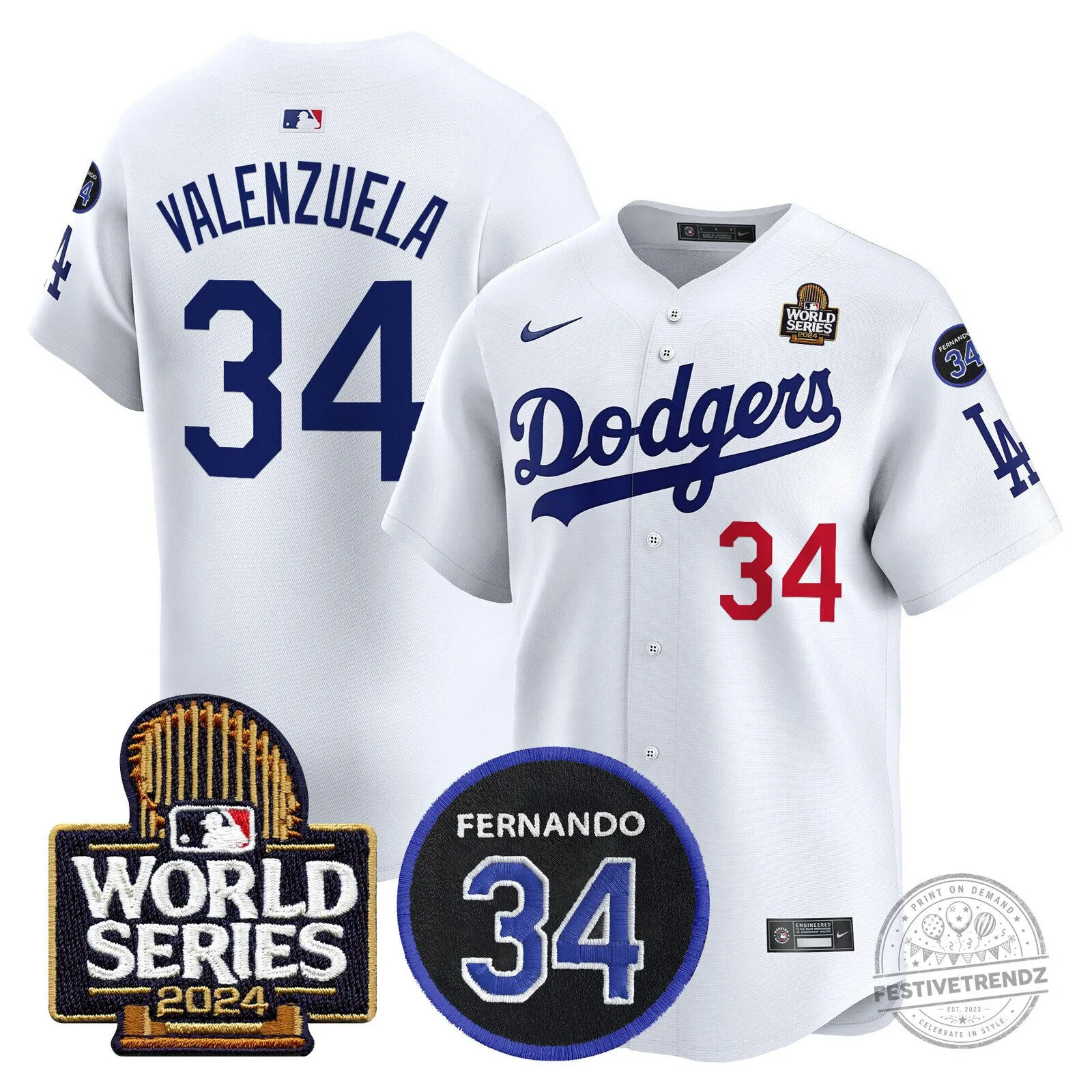 Los Angeles Dodgers Fernando Valenzuela World Series Baseball Jersey