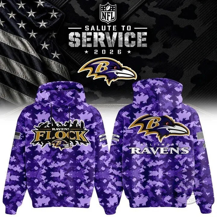 Baltimore Ravens Salute To Service 2026 Purple Camouflage Hoodie