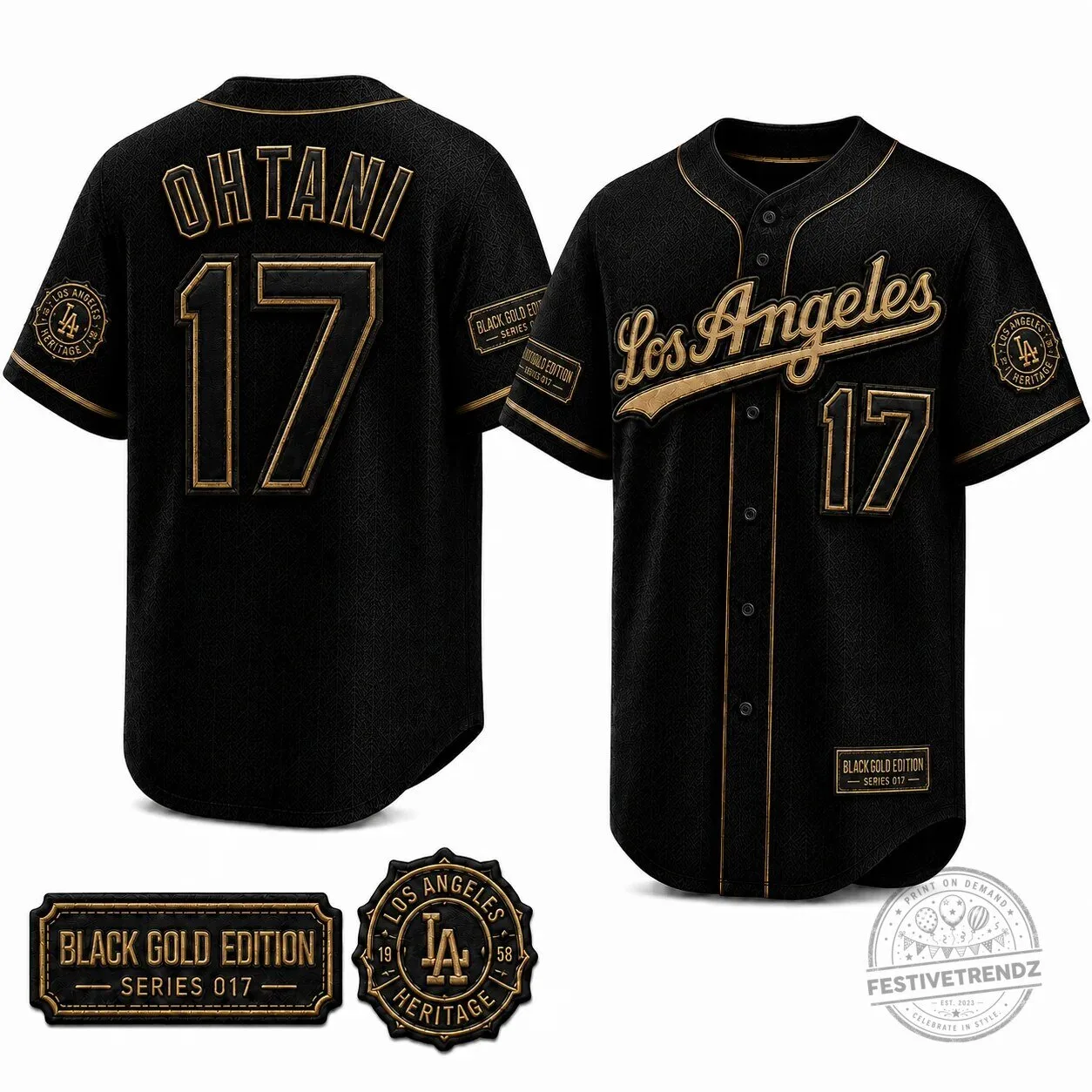 Shohei Ohtani Los Angeles Angels Black Gold Edition Baseball Jersey