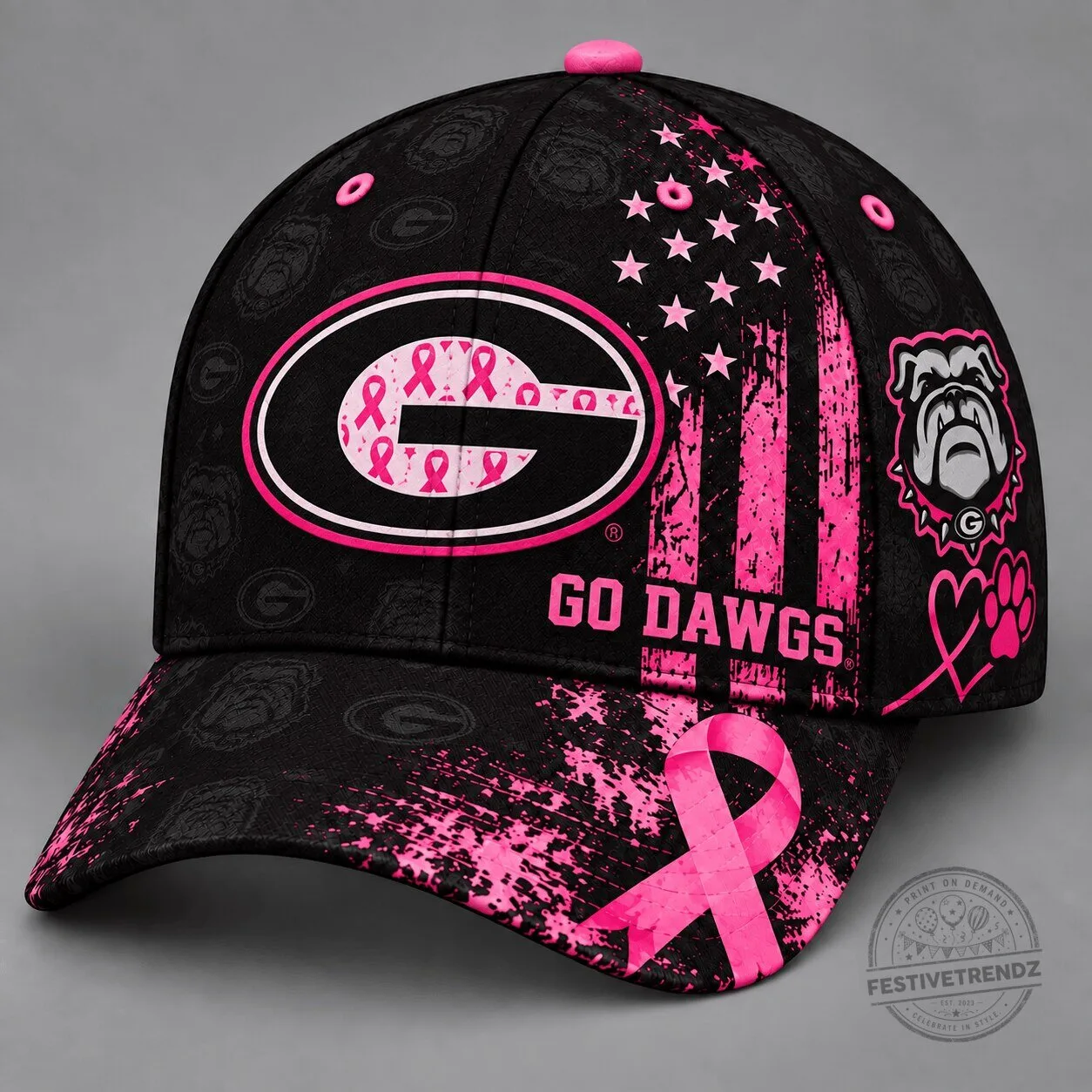 Georgia Bulldogs Breast Cancer Awareness Pink Ribbon Baseball Cap