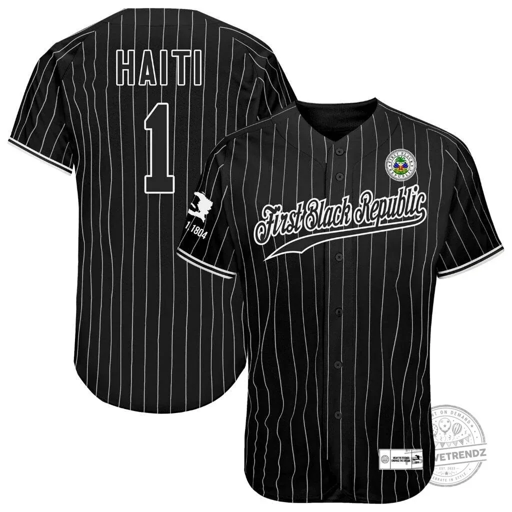 Pinstripe Baseball Jersey - Haiti, First Black Republic Design