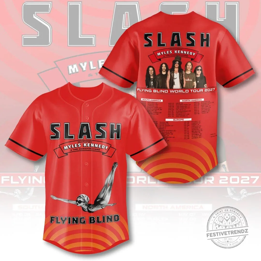 Slash Myles Kennedy The Conspirators Flying Blind World Tour 2027 Baseball Jersey