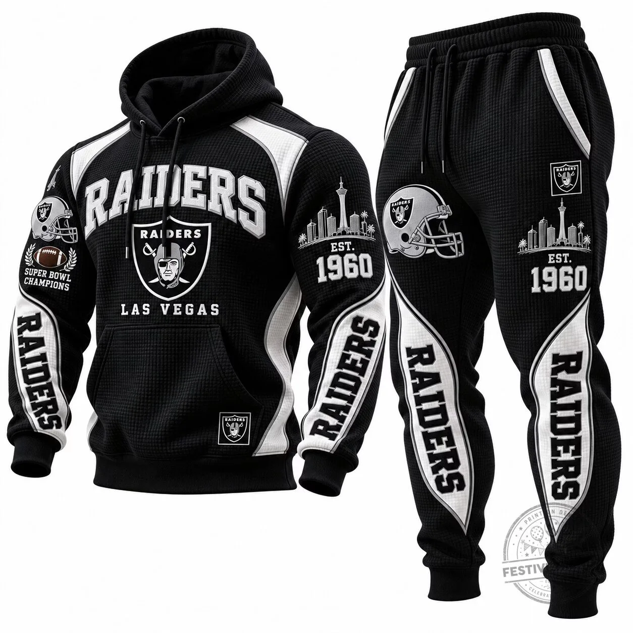 Las Vegas Raiders Super Bowl Champions Waffle Knit Hoodie
