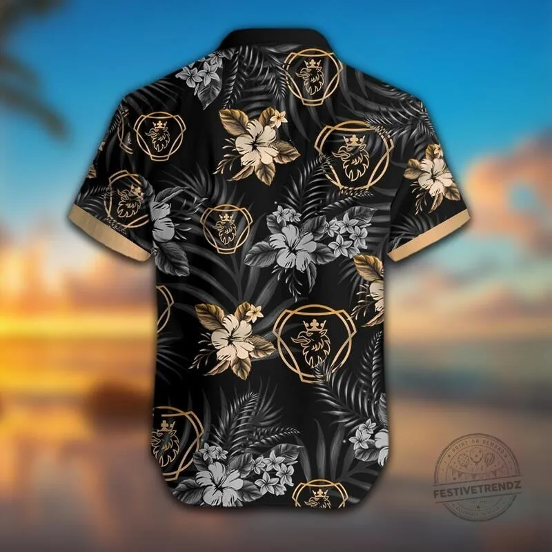 Scania Truck Logo Black Tropical Floral Pattern Summer Hawaiian Shirt 7 Scania Truck Logo Black Tropical Floral Pattern Summer Hawaiian Shirt