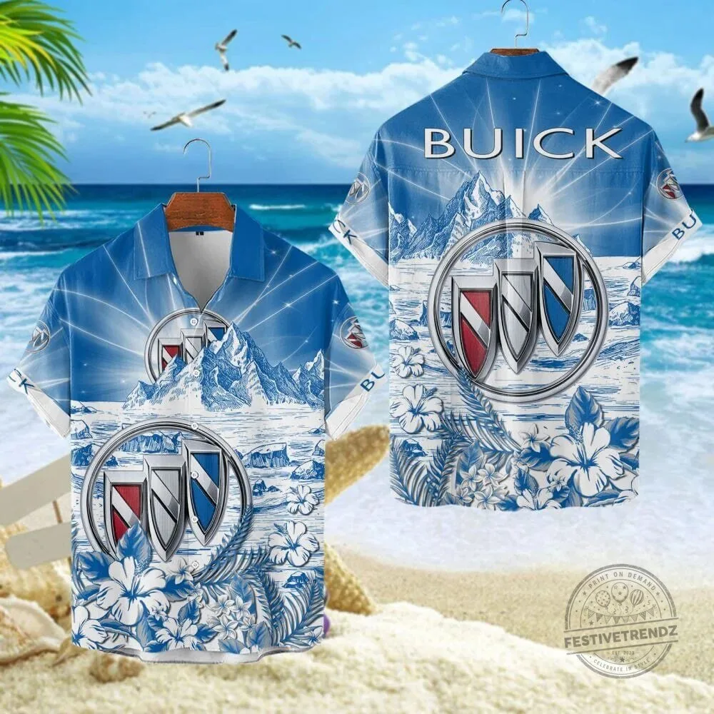 Buick Car Logo Tropical Beach Summer Hawaiian Shirt for Men