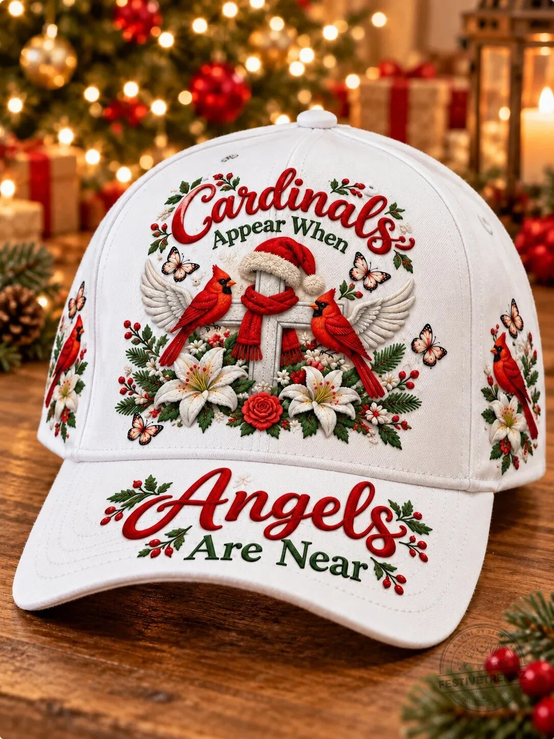 When Cardinals Appear Angels Are Near Christmas Baseball Cap Hat