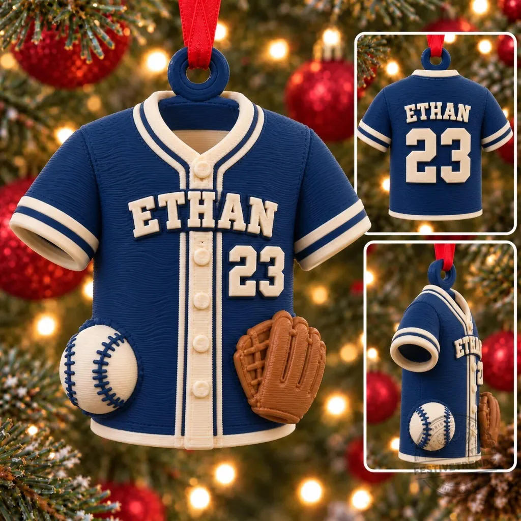 Personalized Baseball Jersey Christmas Tree Ornament Custom Name Number Personalized Baseball Jersey Christmas Tree Ornament Custom Name Number