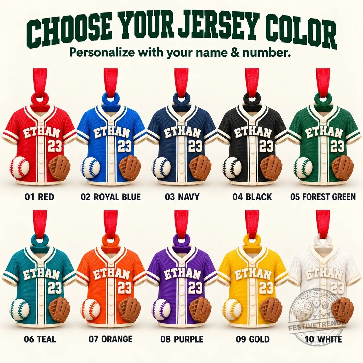 Personalized Baseball Jersey Christmas Tree Ornament Custom Name Number 7 Personalized Baseball Jersey Christmas Tree Ornament Custom Name Number