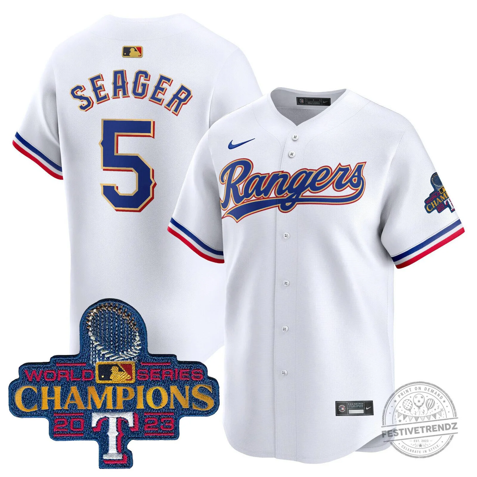 Corey Seager Baseball Jersey - 2023 World Series Champions Texas Rangers