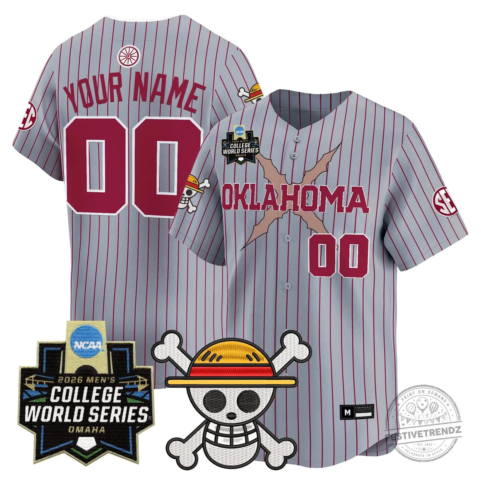 Oklahoma Sooners 2026 College World Series One Piece Baseball Jersey
