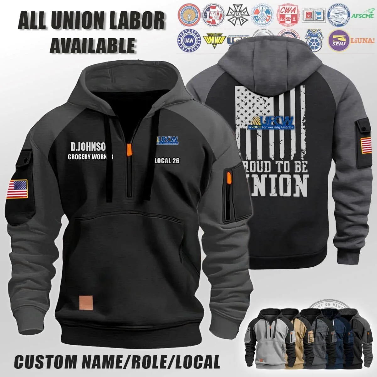 Union Food and Commercial Workers Proud To Be Union Half-Zip Hoodie