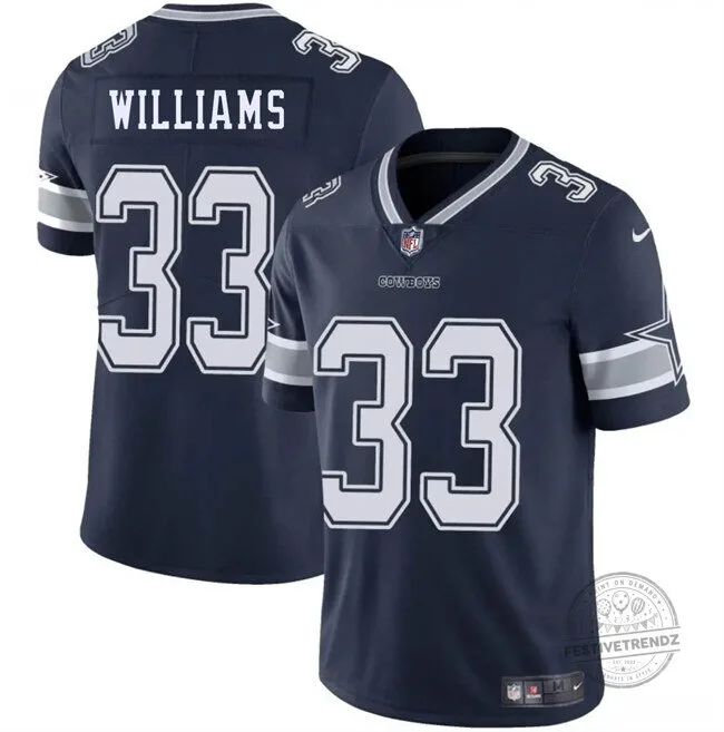Dallas Cowboys Football Javonte Williams #33 Navy Blue Stitched Jersey
