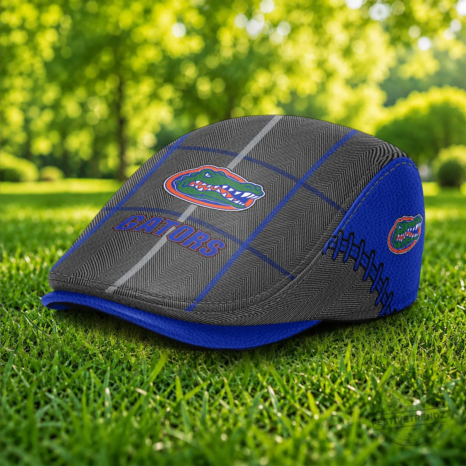 Florida Gators NCAA Football Team Logo Plaid Pattern Golf Flat Cap Hat