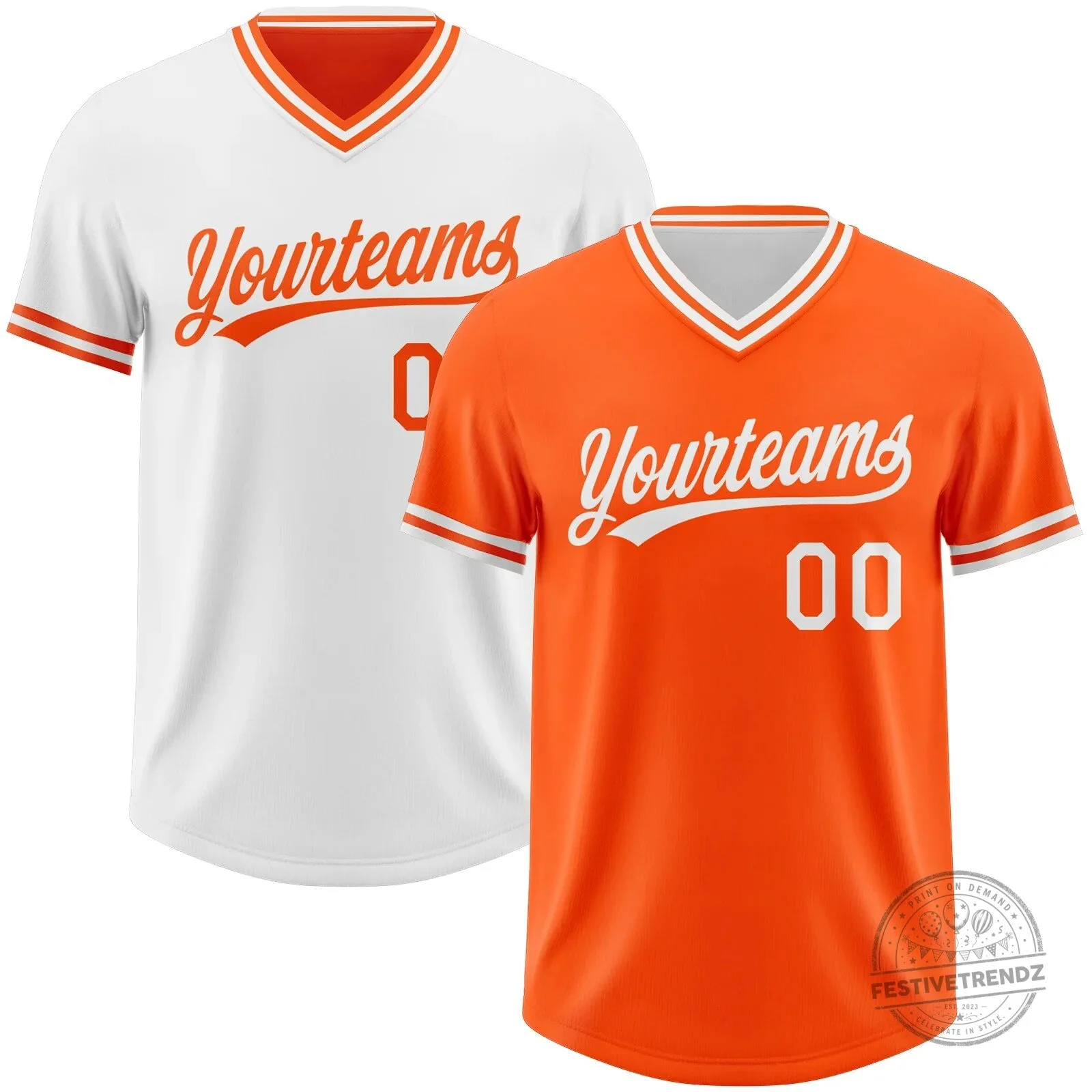 Custom Orange White Reversible Pullover Baseball Jersey Shirt with Yourteams Logo
