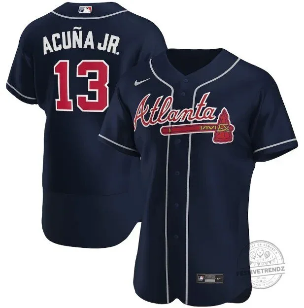 Atlanta Braves Ronald Acuna Jr. Navy Blue Baseball Jersey