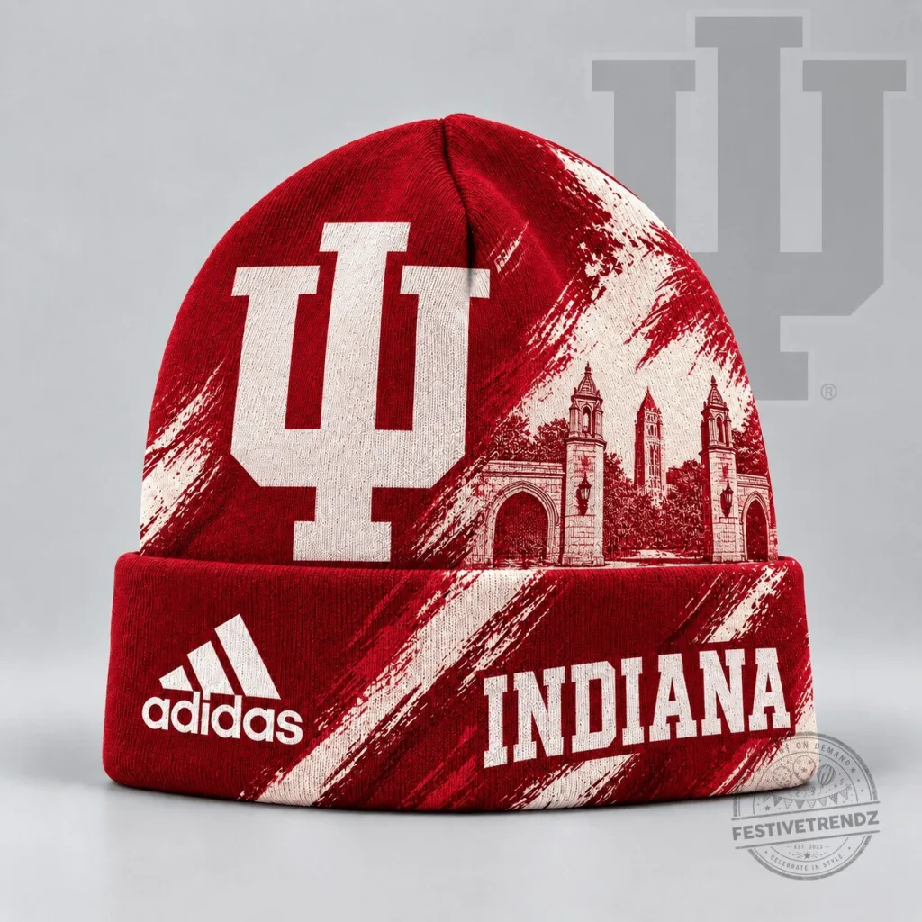 Indiana Hoosiers NCAA Varsity Brushstroke Knit Cuffed Beanie Hat Indiana Hoosiers NCAA Varsity Brushstroke Knit Cuffed Beanie Hat