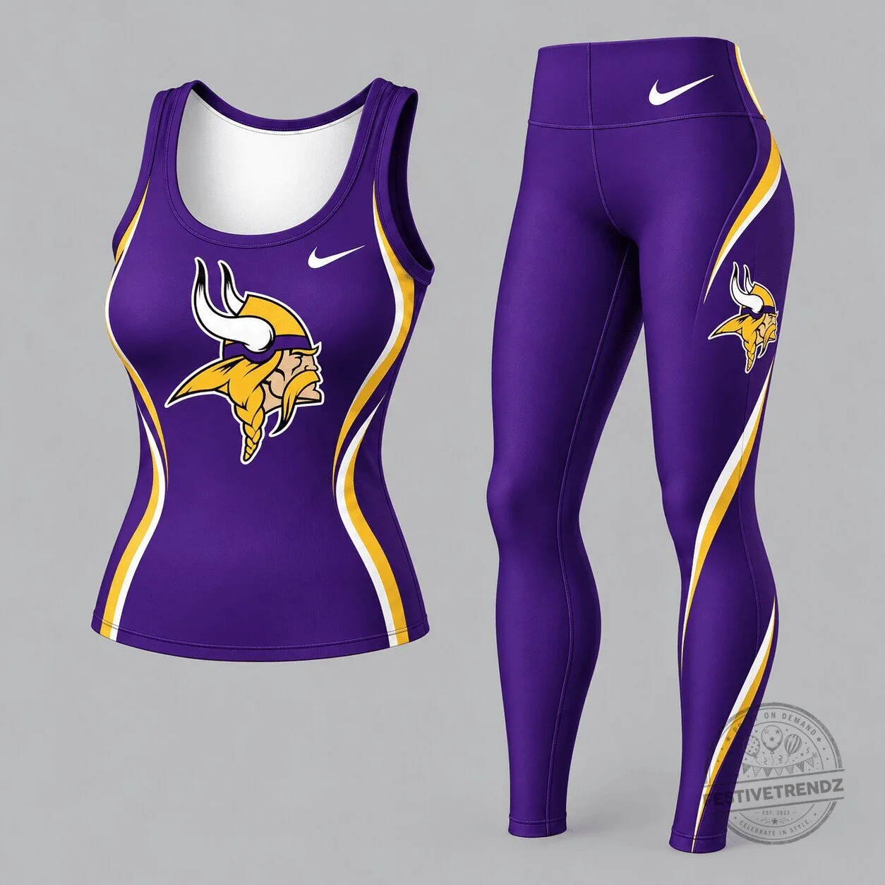 Minnesota Vikings Women's Purple and Gold Athletic Tank Top and Leggings Set