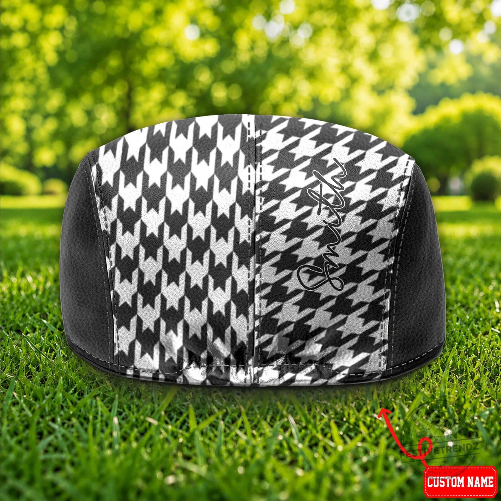 New Orleans Saints Houndstooth Pattern Golf Flat Cap Hat 7 New Orleans Saints Houndstooth Pattern Golf Flat Cap Hat