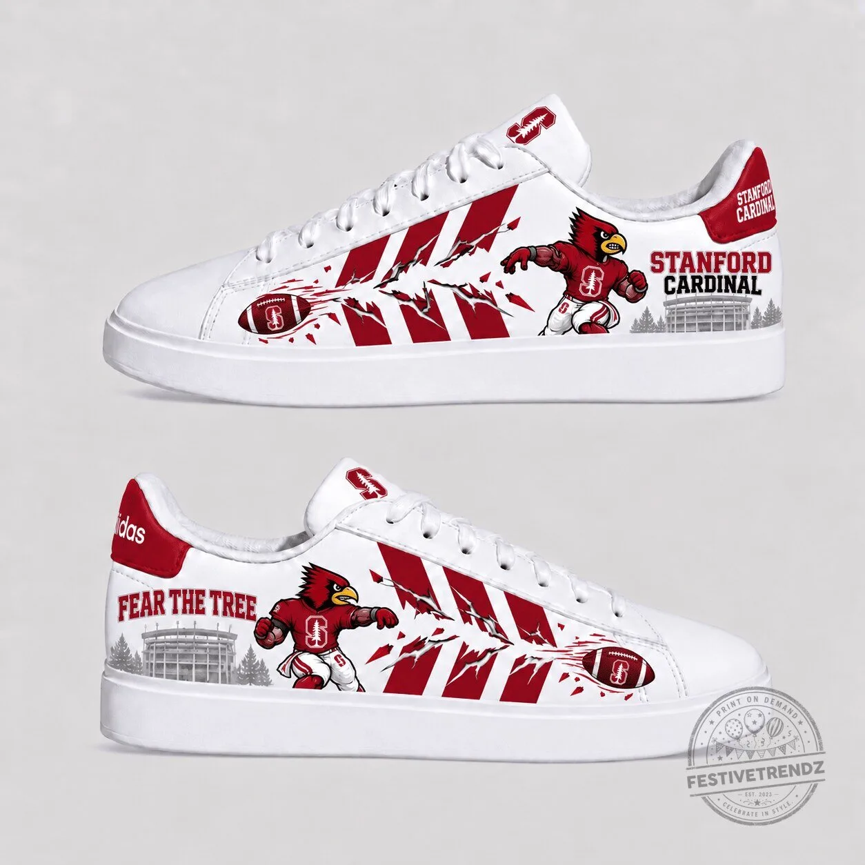 Stanford Cardinal Football Team Mascot White Street Version Sneakers