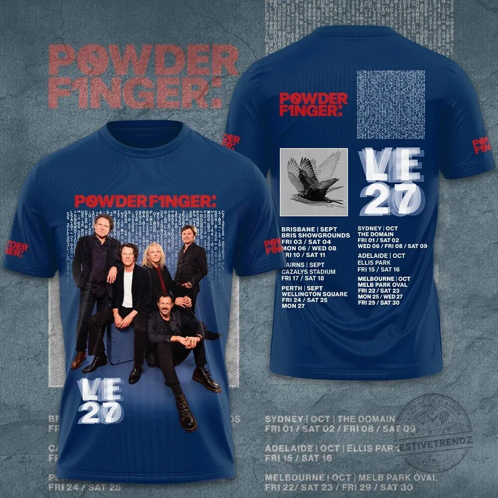 Powderfinger Live 2020 Tour Dates Australian Rock Band Concert T-Shirt