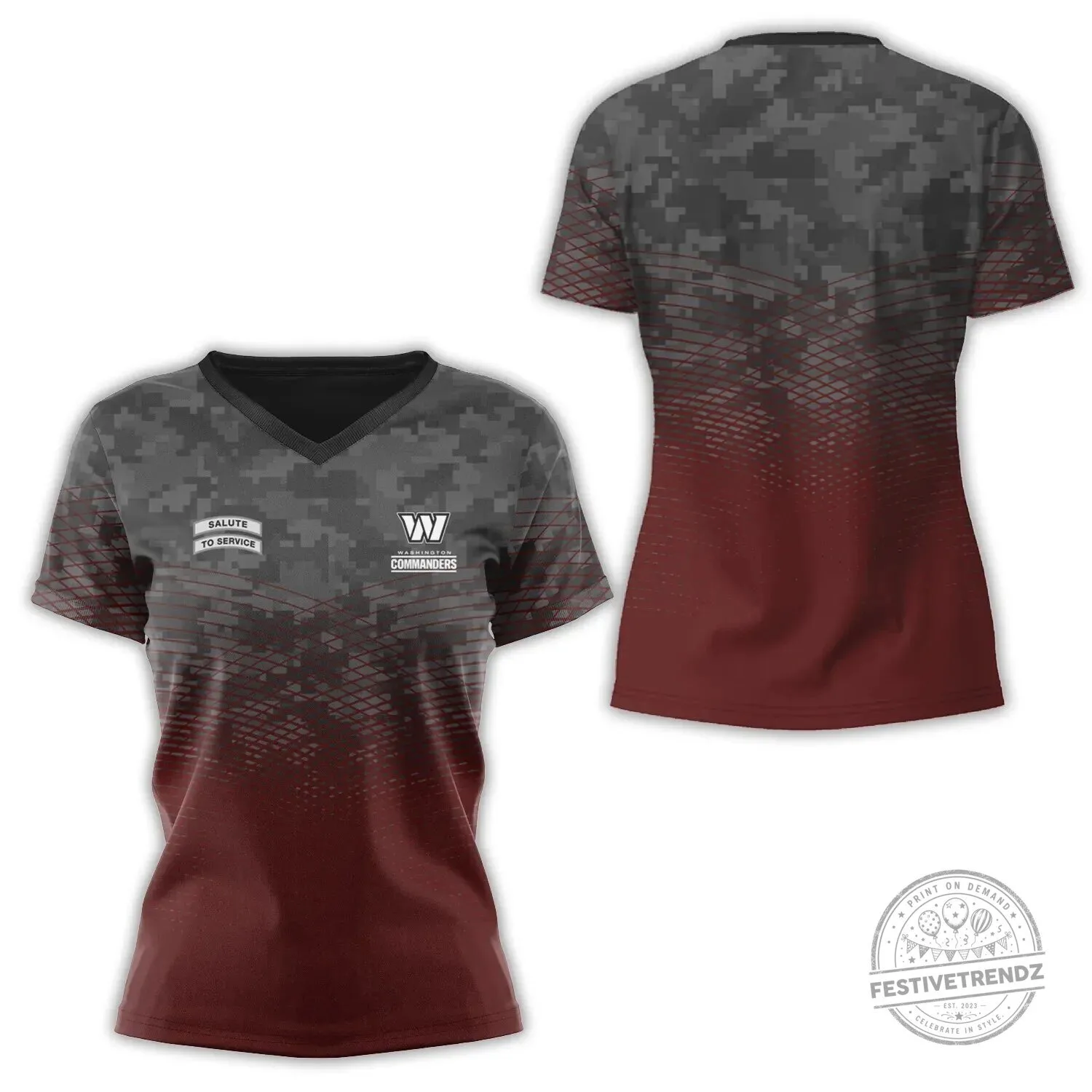 Digital Camouflage V-Neck T-Shirt for Salute to Service by Washington Commanders
