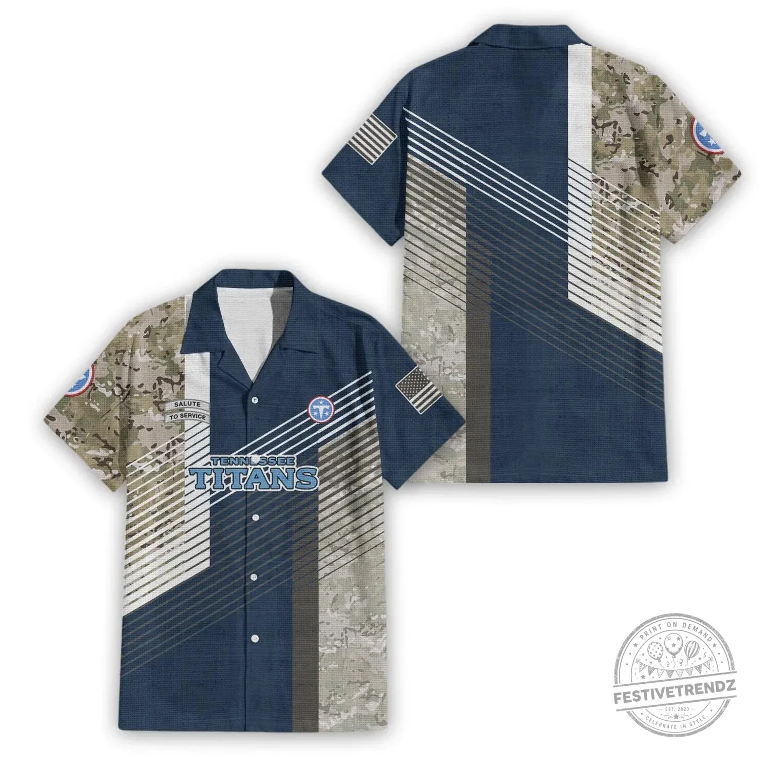 Tennessee Titans Salute To Service Military Camouflage Hawaiian Shirt