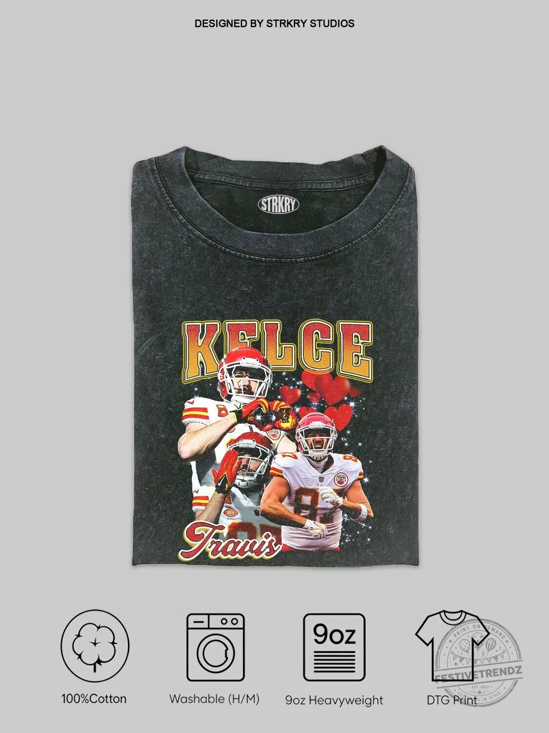 Kansas City Chiefs Vintage T-Shirt Featuring Football Star Travis Kelce