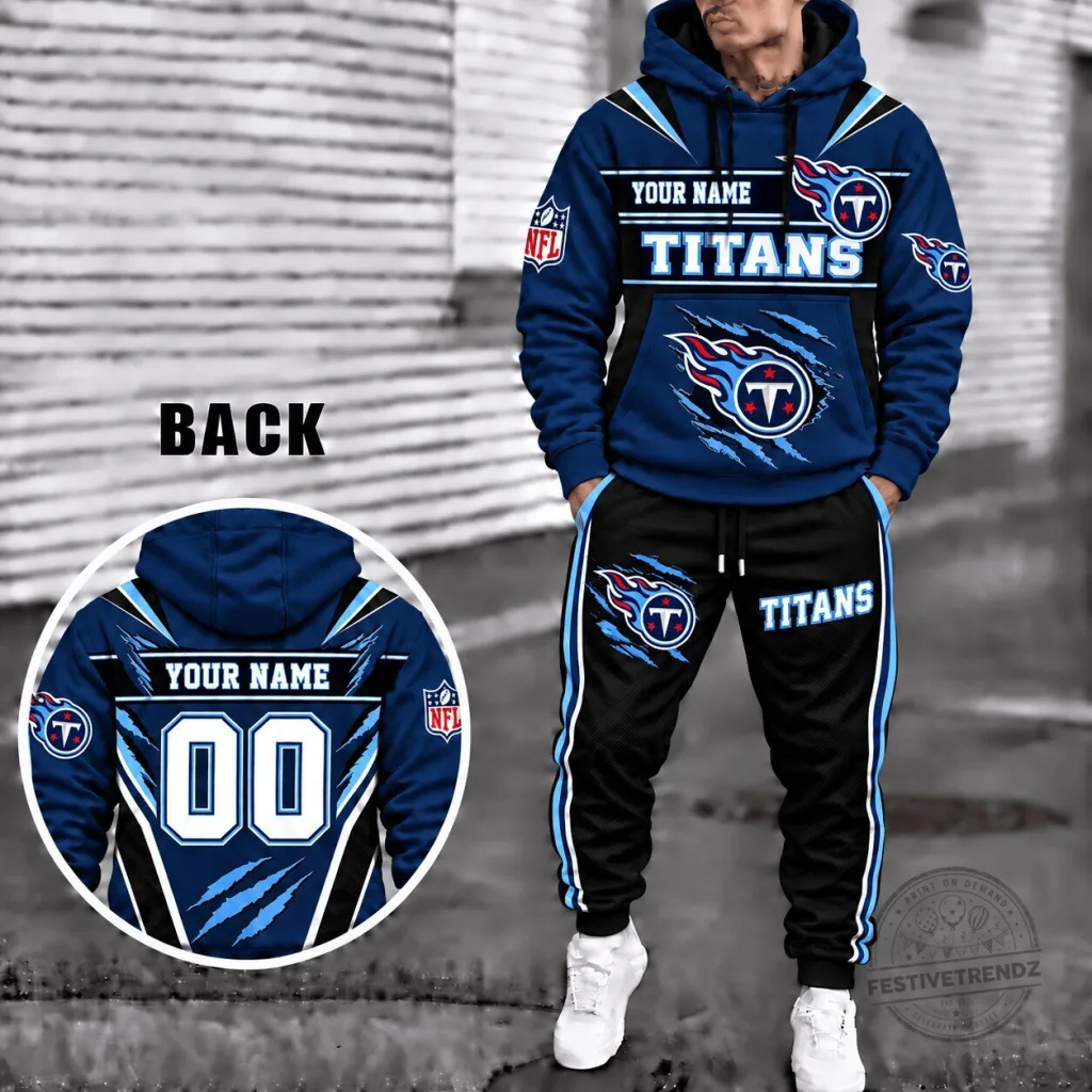Tennessee Titans Hoodie and Sweatpants Set Personalized NFL Football Fan Gift Tennessee Titans Hoodie and Sweatpants Set Personalized NFL Football Fan Gift