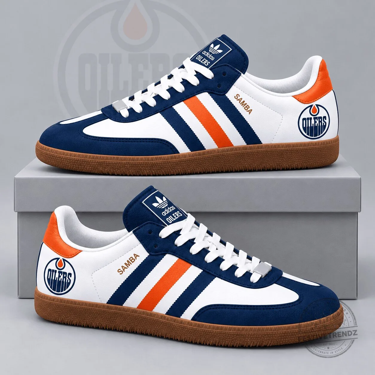 Edmonton Oilers NHL Team Logo Adidas Samba Low Top Sneakers Shoes