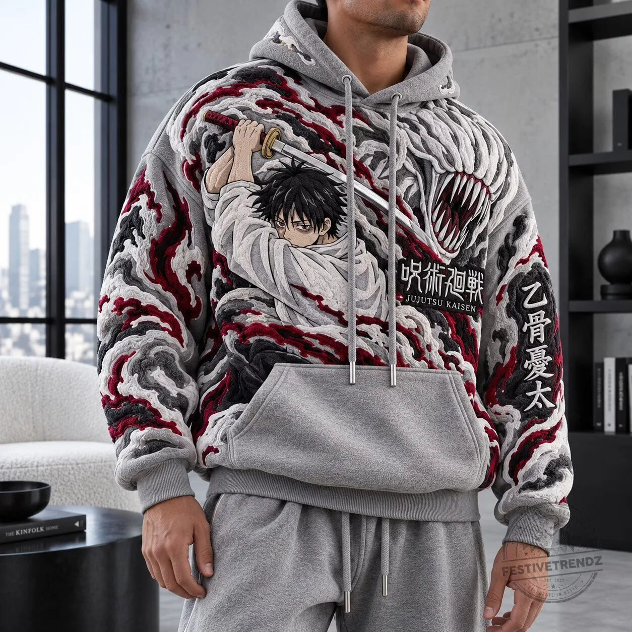 Jujutsu Kaisen Yuta Okkotsu Anime Embroidered Hoodie