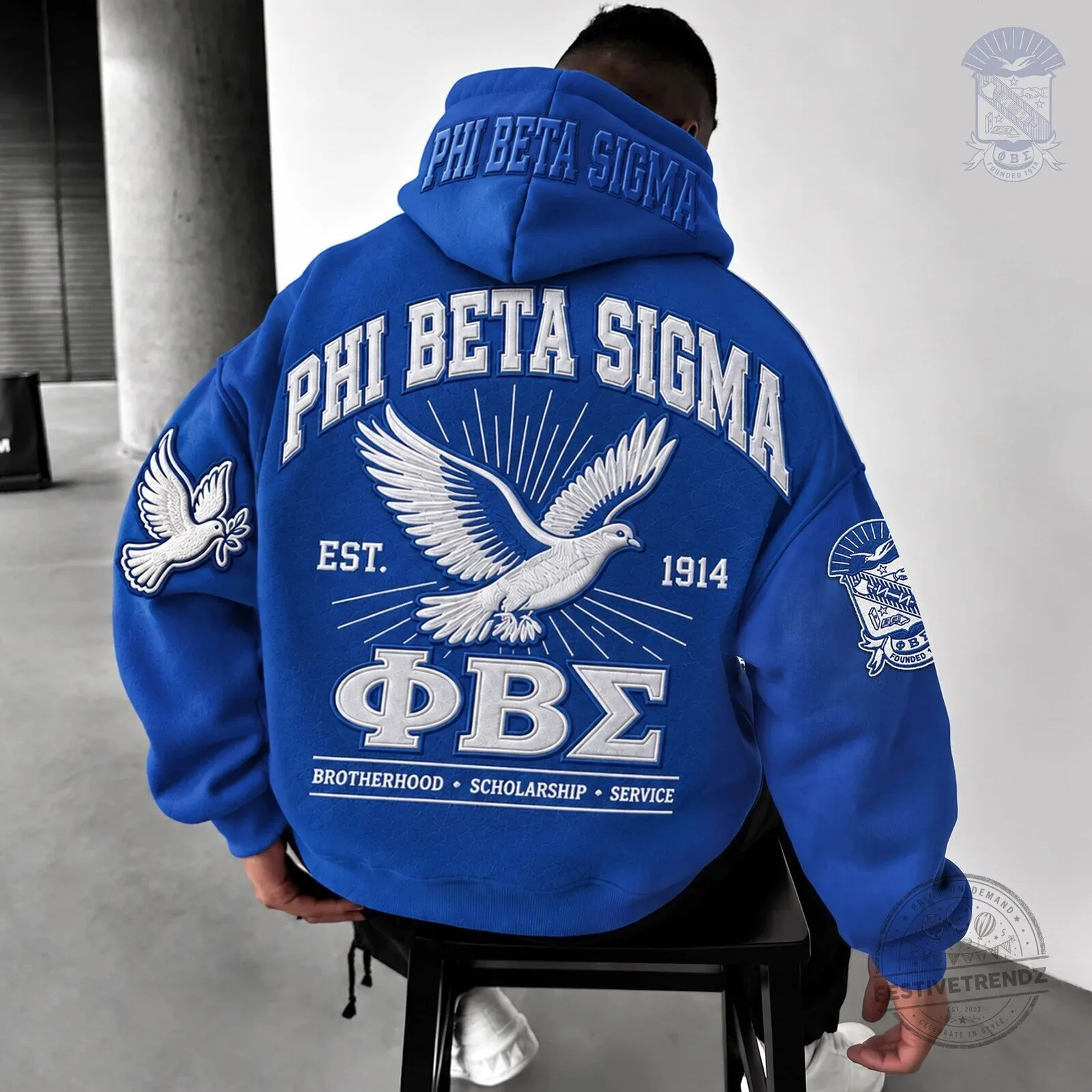 Phi Beta Sigma Fraternity Royal Blue Embroidered Hoodie