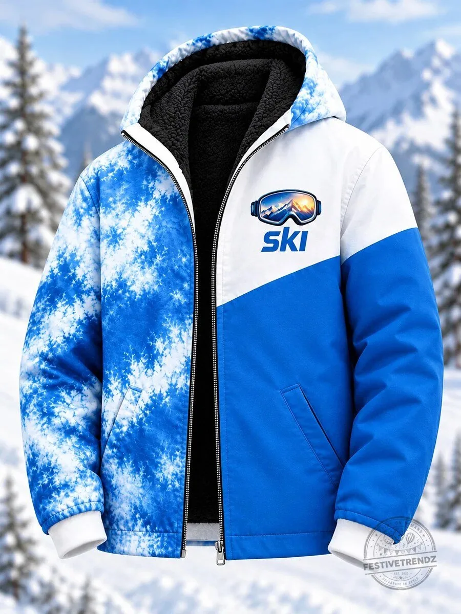 Ski Lovers Ready for Ski Season Casual Composite Fleece Jacket