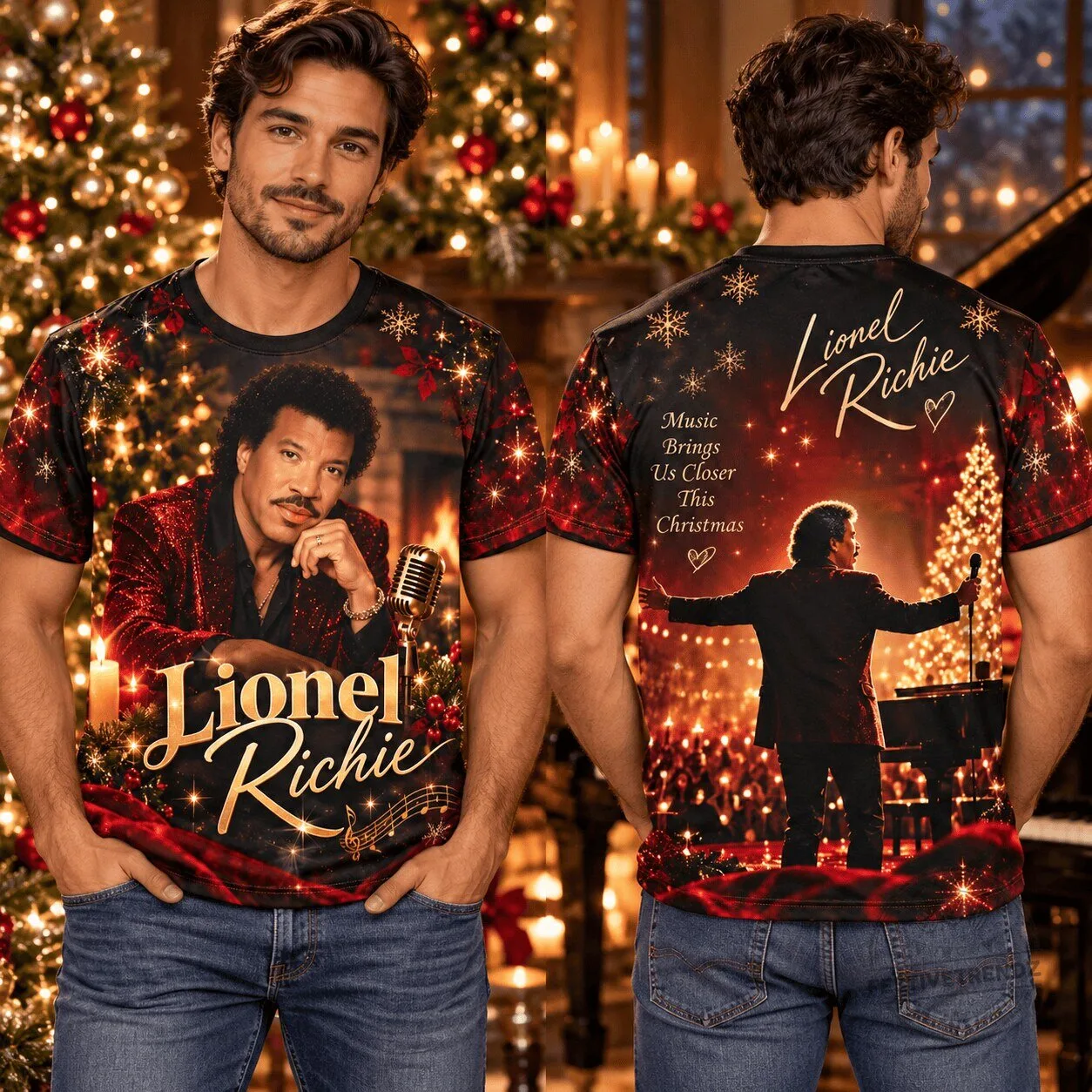 Holiday T-Shirt Celebrating Lionel Richie’s Christmas Music That Unites Us