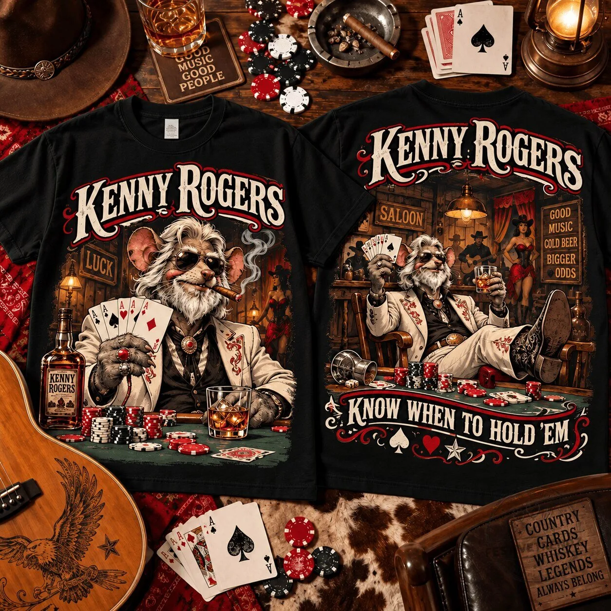 Kenny Rogers Rat Fink Know When To Hold Em T-Shirt