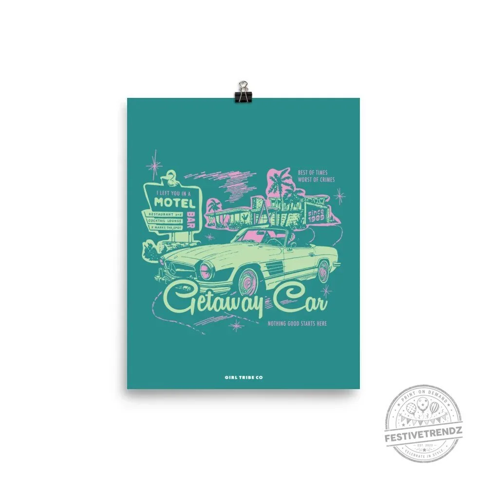Getaway Car Motel Vintage Aesthetic Art Print Poster