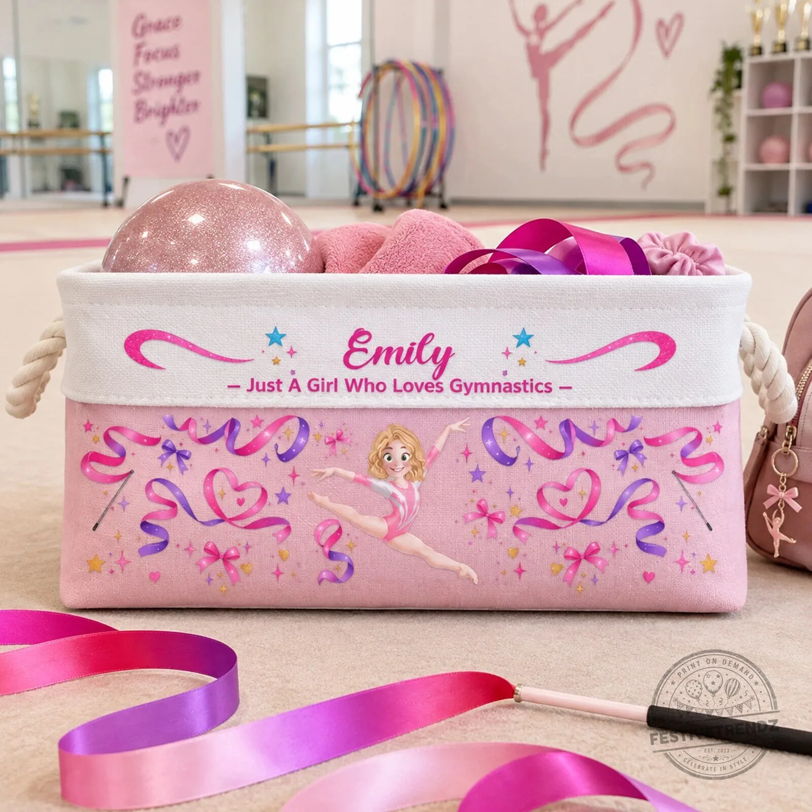 Personalized Gymnastics Girl Just A Girl Who Loves Gymnastics Storage Basket