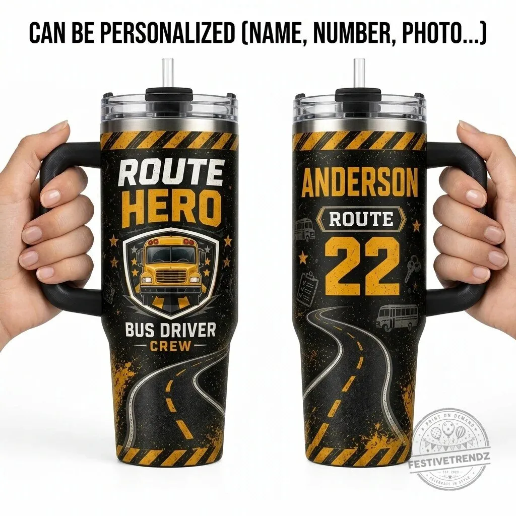 Personalized Route Hero Bus Driver Crew 40oz Tumbler
