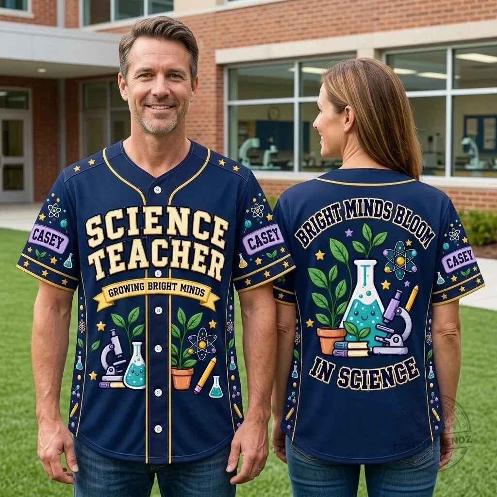 Science Teacher Growing Bright Minds Custom Baseball Jersey