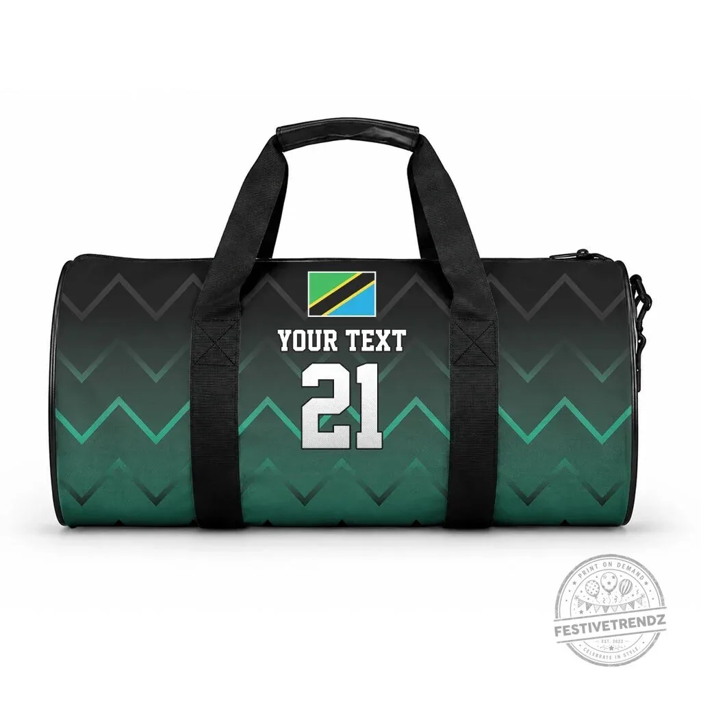 Tanzania Flag Personalized Football Fan Travel Duffel Bag