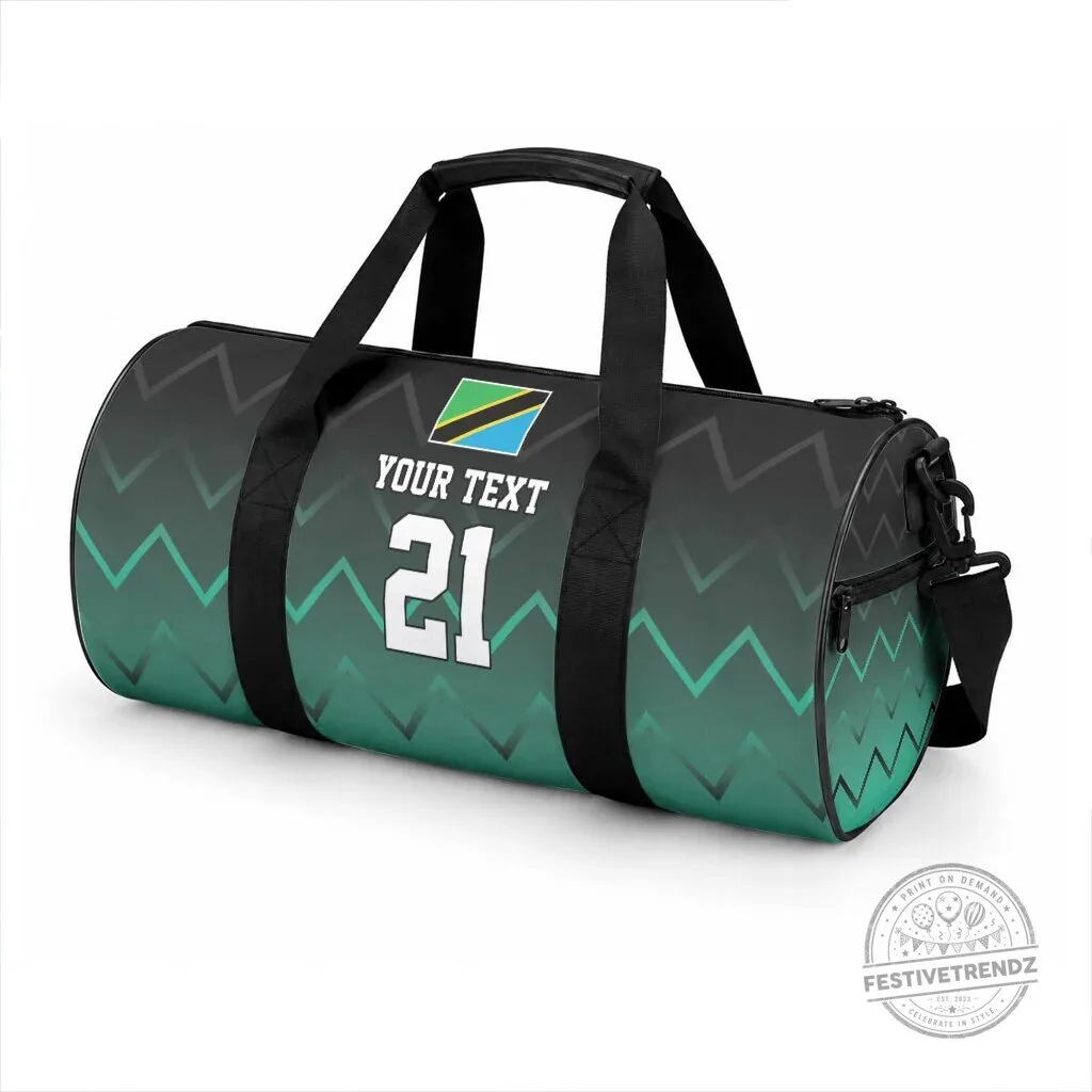 Tanzania Flag Personalized Football Fan Travel Duffel Bag 5 Tanzania Flag Personalized Football Fan Travel Duffel Bag