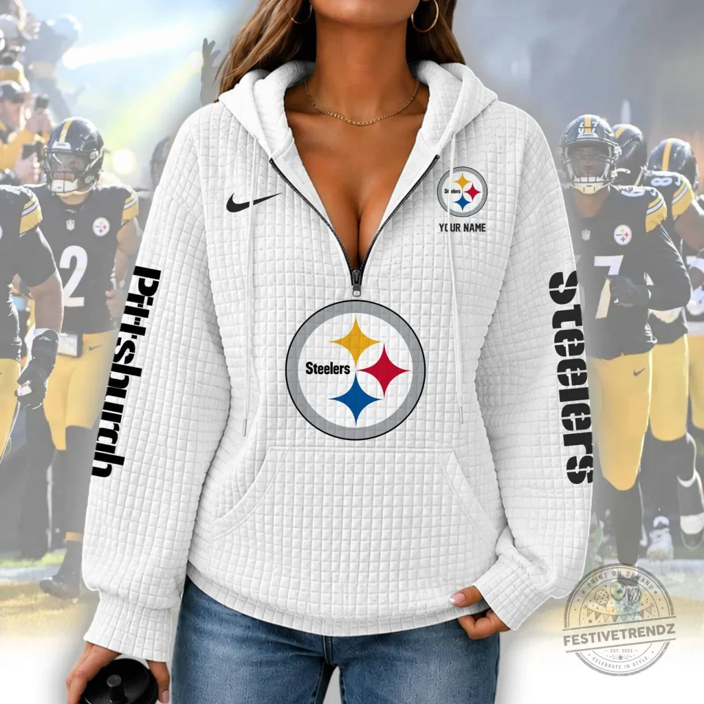 Pittsburgh Steelers Women's Waffle Knit Half-Zip Hoodie Pittsburgh Steelers Women's Waffle Knit Half-Zip Hoodie