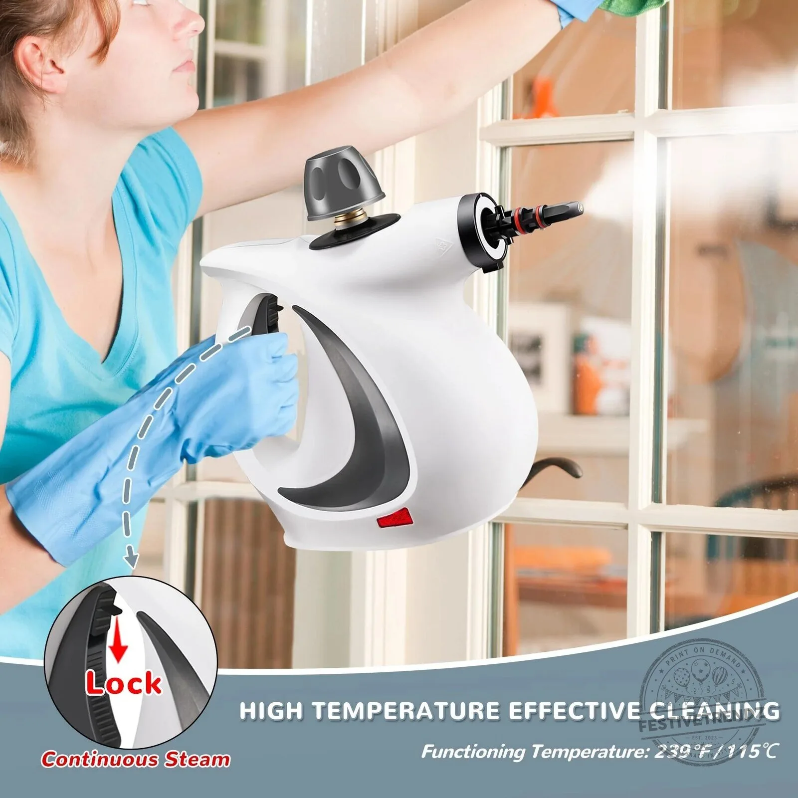 Handheld Pressurized Steam Cleaner Kit with 11 Accessories for Home Cleaning 8 Handheld Pressurized Steam Cleaner Kit with 11 Accessories for Home Cleaning