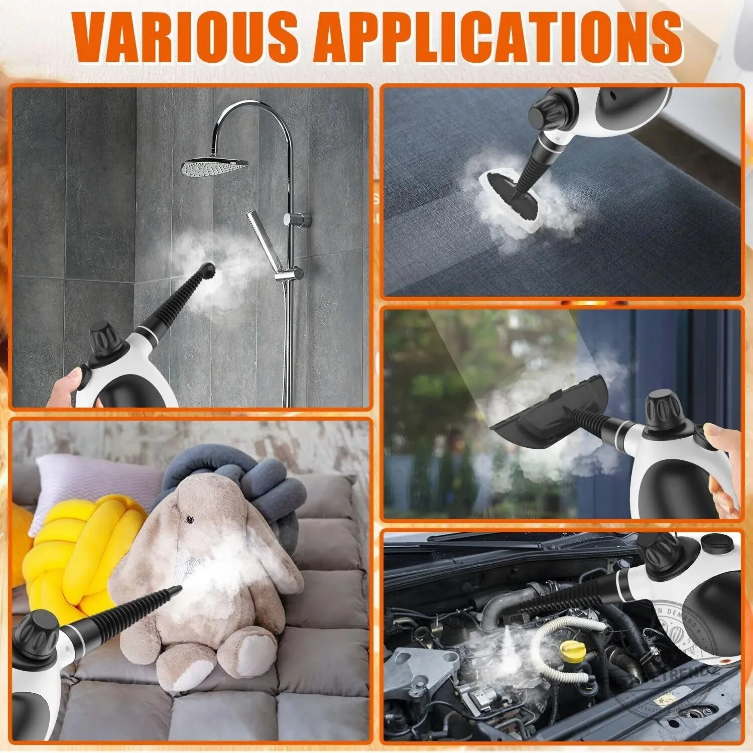 Handheld Pressurized Steam Cleaner Kit with 11 Accessories for Home Cleaning 13 Handheld Pressurized Steam Cleaner Kit with 11 Accessories for Home Cleaning