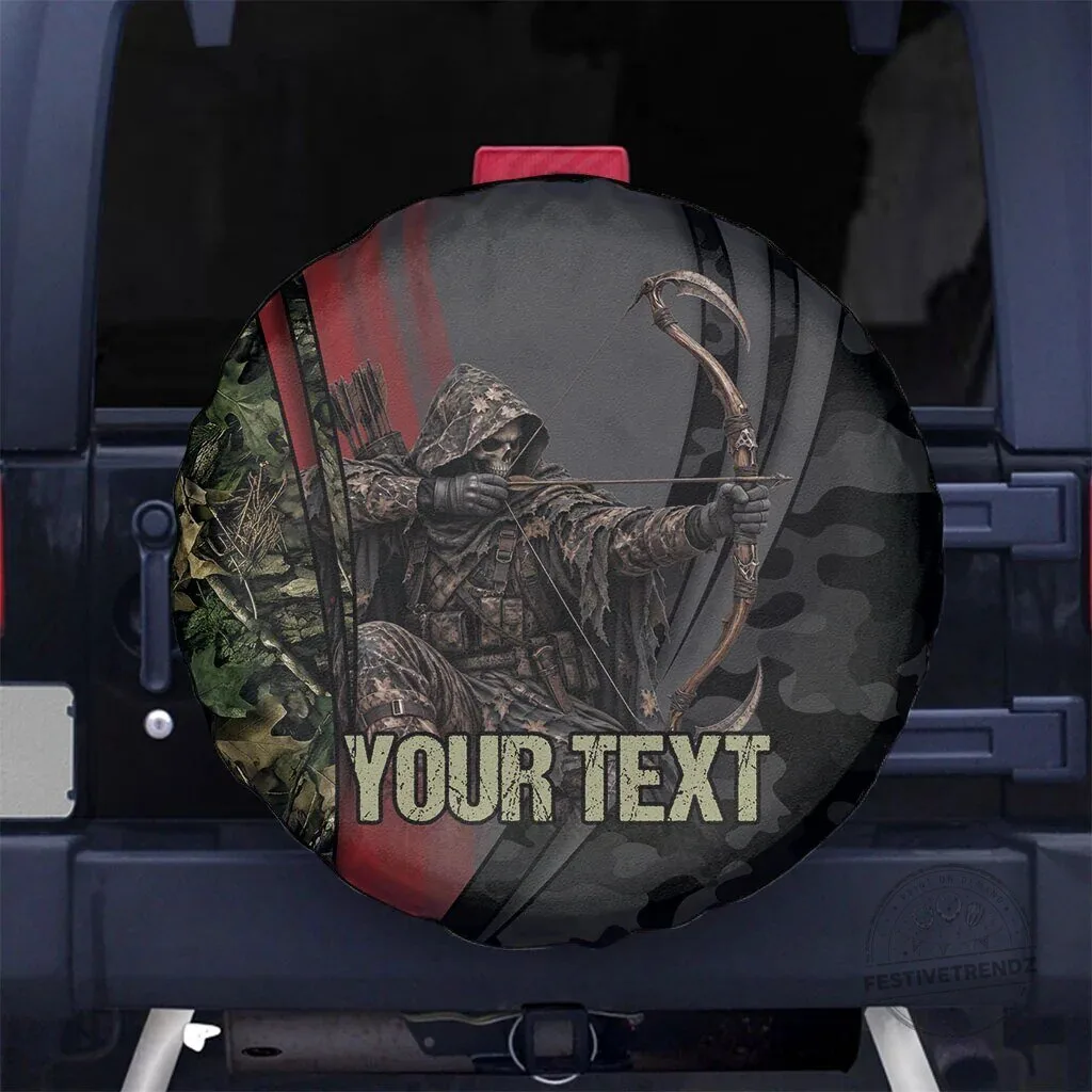 Personalized Grim Reaper Bow Hunter Camouflage Spare Tire Cover for Jeep SUV