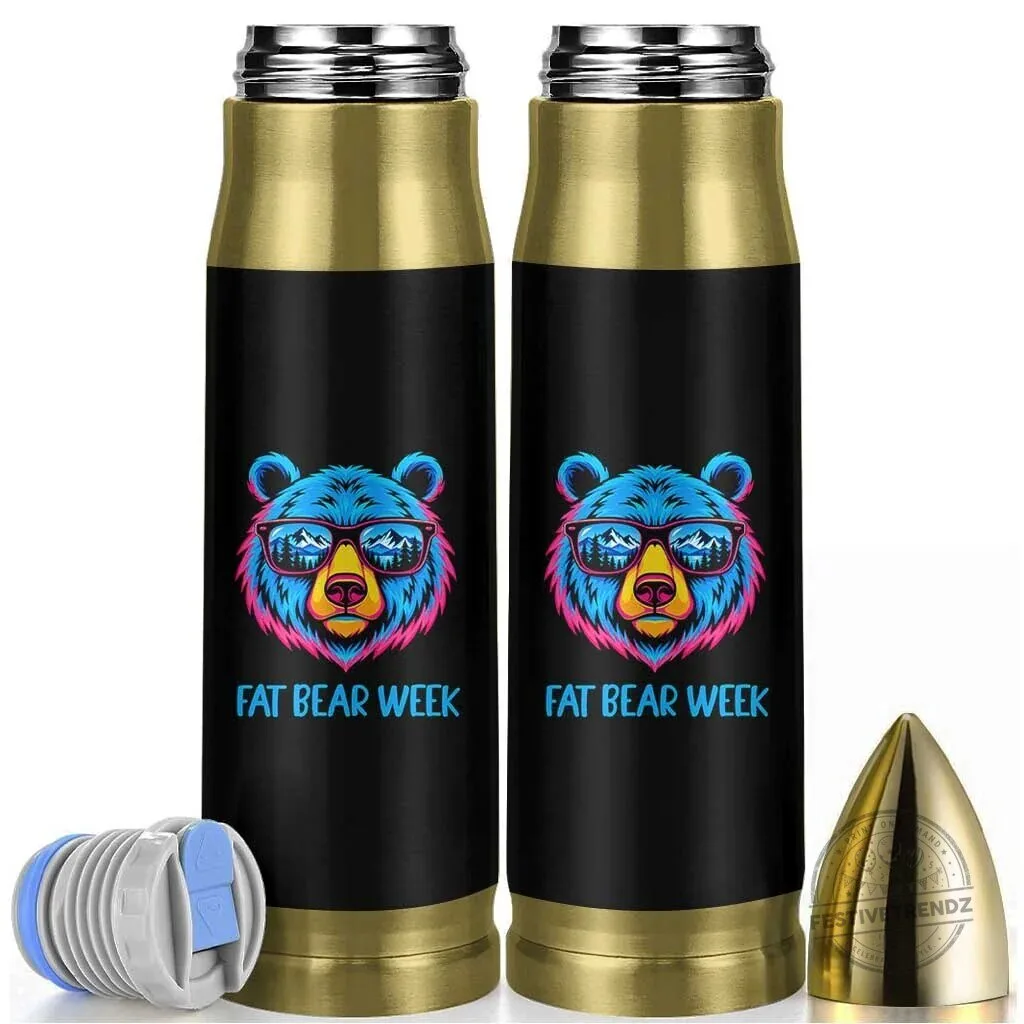 Fat Bear Week Neon Bear Wearing Sunglasses Bullet Tumbler
