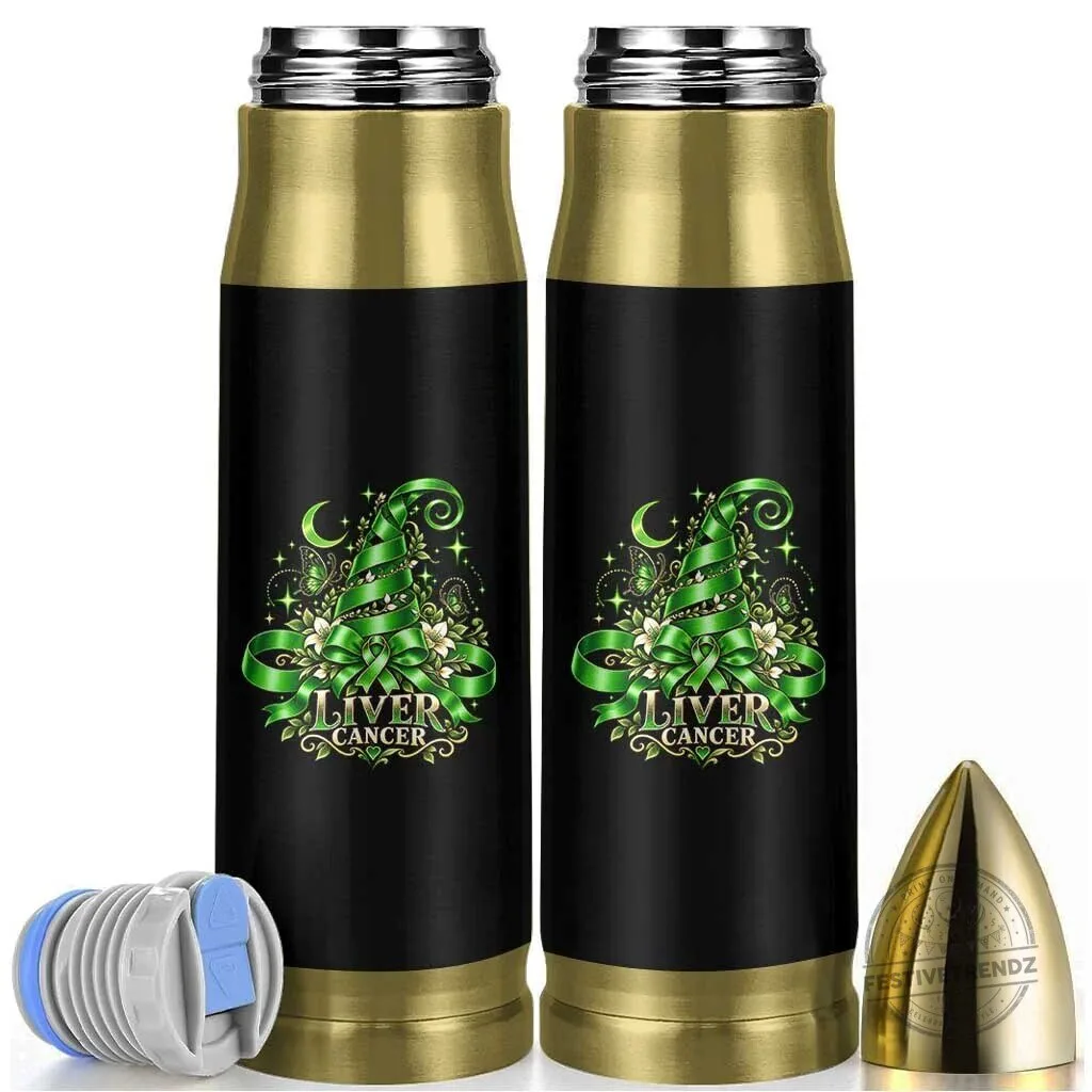 Liver Cancer Awareness Green Ribbon Witch Hat Bullet Tumbler